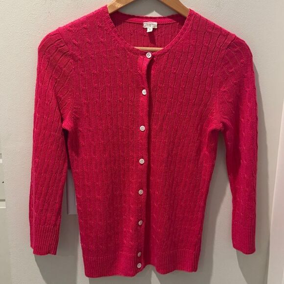 J.Crew factory Vibrant Pink Linen Knit Cardigan size Small - Picture 1 of 8